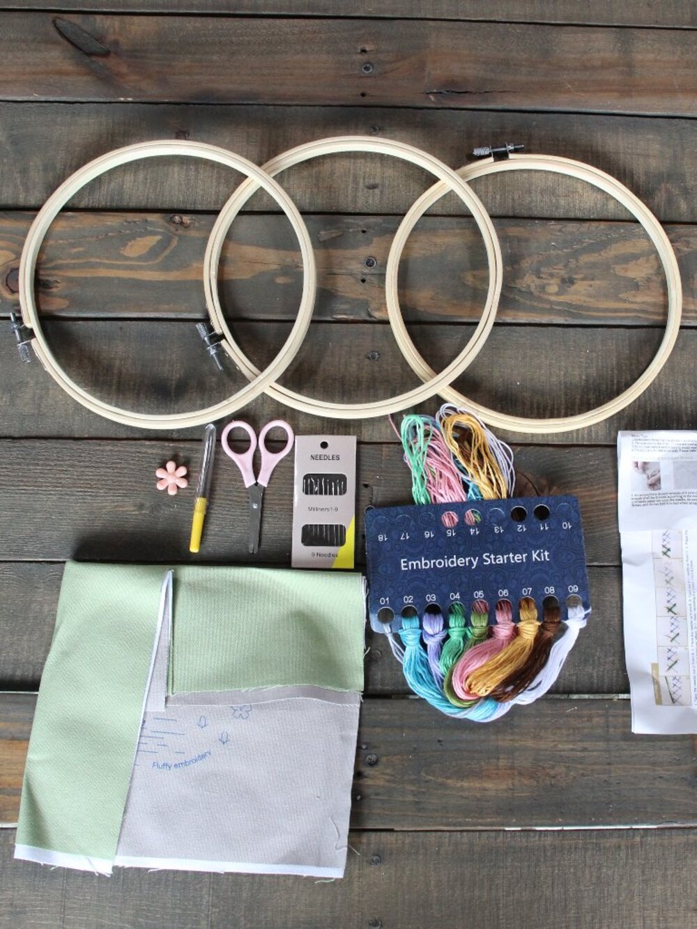 Beginners Embroidery Practice Kit 3 Sets